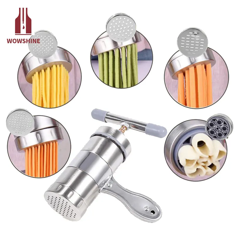 

Manual Noodle Maker Press Pasta Machine Crank Cutter Fruits Juicer Cookware With 5 Pressing Moulds Making Spaghetti Kitchenware
