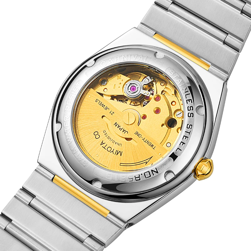 Карнавальный бренд Япония MIYOTA 21 Jewels автоматические механические часы для мужчин