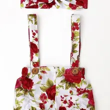 2 шт./компл., шорты с цветочным рисунком для новорожденных девочек, штаны+ повязка на голову, летняя одежда, комплект одежды