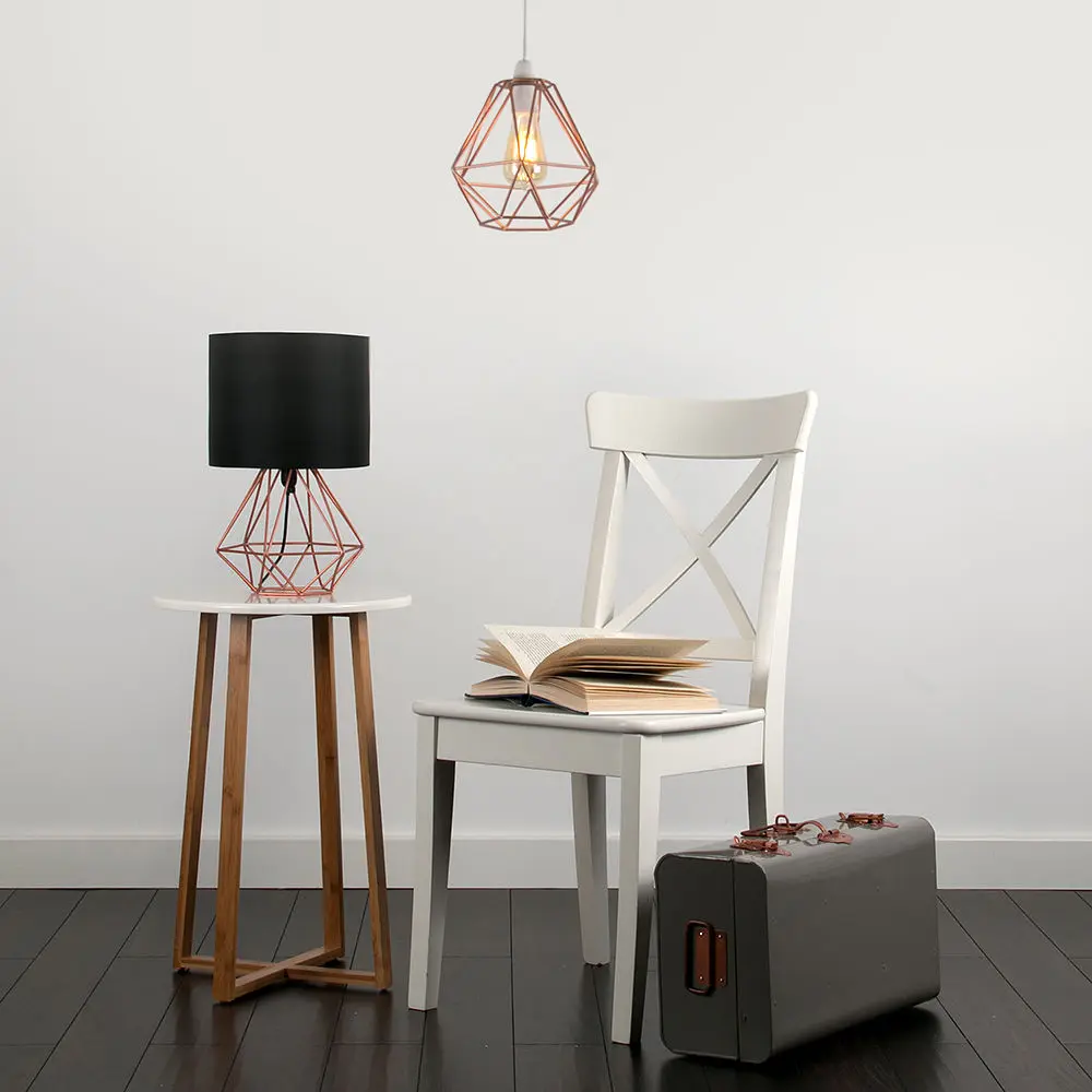 Retro Table Lamp Drum Shade Bedside Home Decorative Geometric Lighting Light for Bedroom Living Study Room Lamp