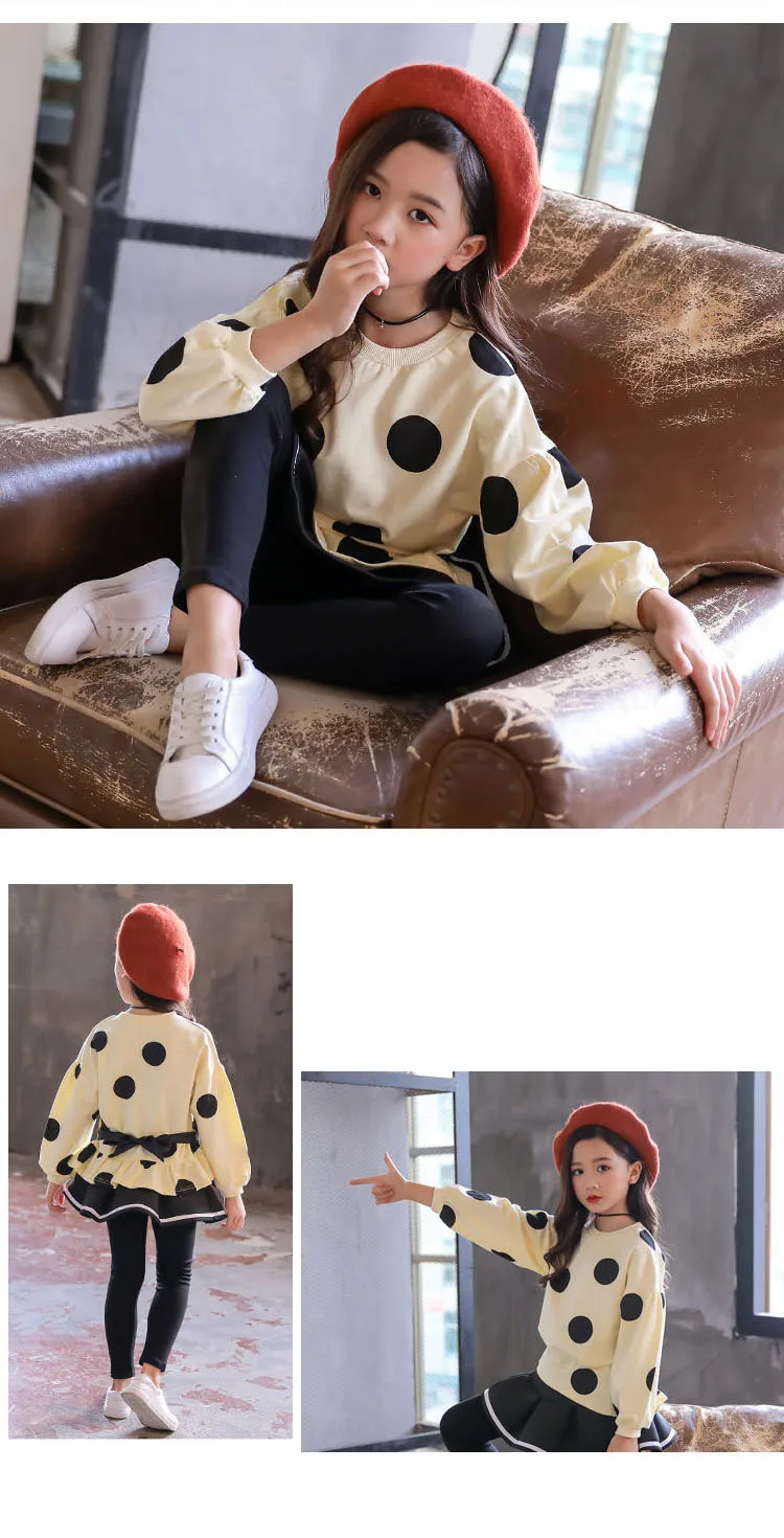 School Dot Kids Outfits For Girls Long Sleeve Clothes Sets Girls Sweatshirts & Pants With Skirts Children Clothing Sets Autumn  4 5 6 7 8 9 10 11 12 13 14 15 years  big little  skirt and top sets girls children clothes girls (1).jpg
