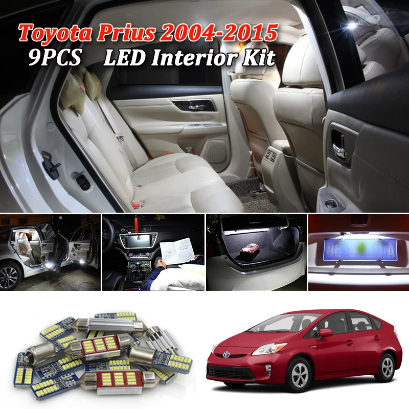 

For 2004 - 2015 Toyota Prius 20 30 White Crystal Blue LED Lights Interior Kit Map Dome Licens Trunk Cargo Step Courtesy Light