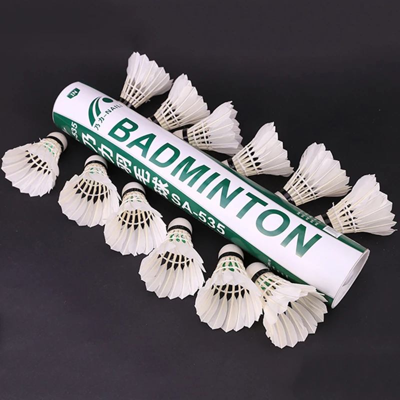 

brand new 12 PCS/Pack Super Durable Badminton Shuttlecock Goose Feather Cork Wood Head