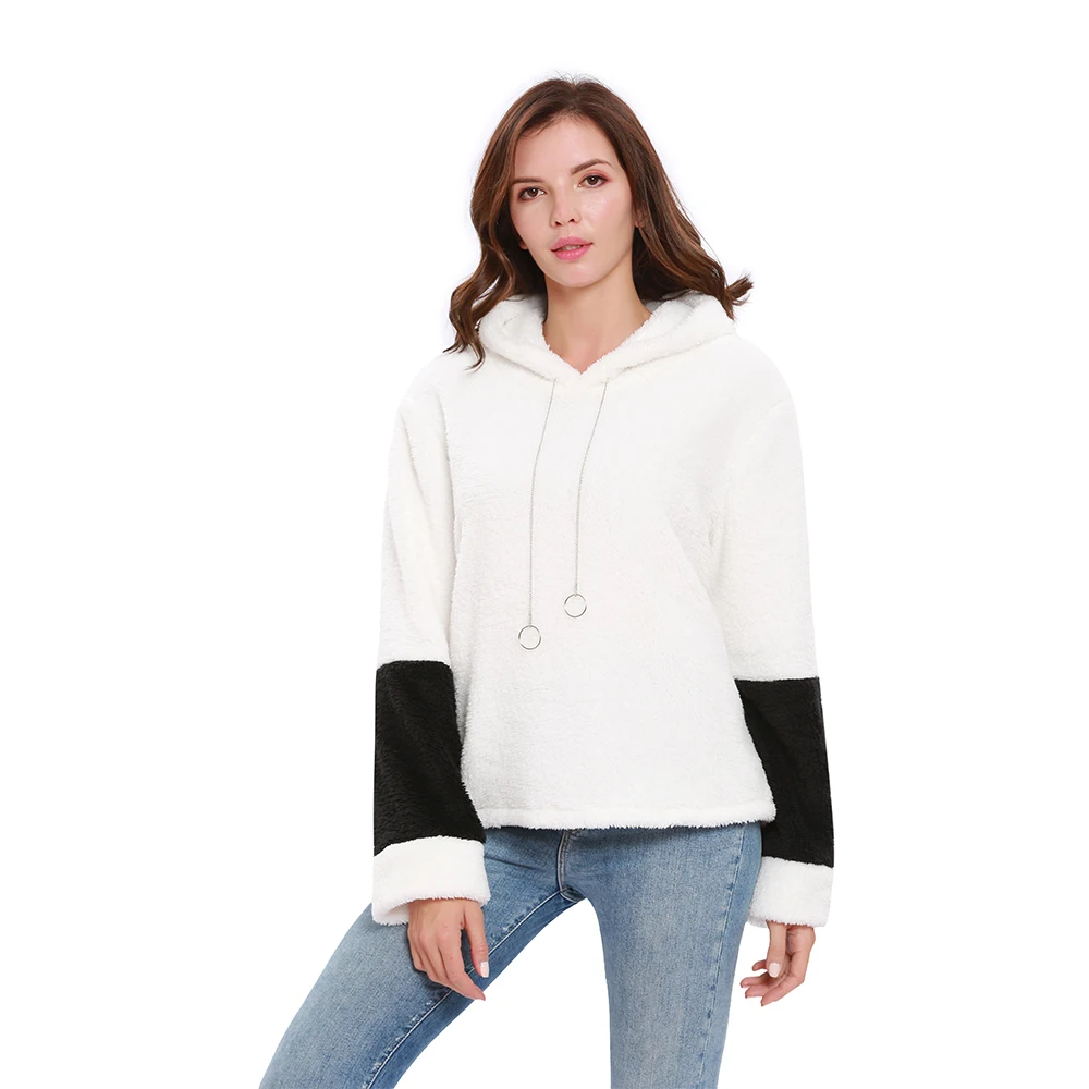 winter womens pullovers woolen soft hooded long sleeve sweatshirts out coats casual hoodies