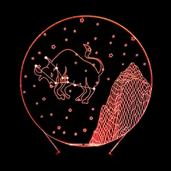 Подарок на день Святого Валентина 3D цветной яркий ночник Созвездие тельца светодиодная Сенсорная лампа 7 цветов Изменение праздничного