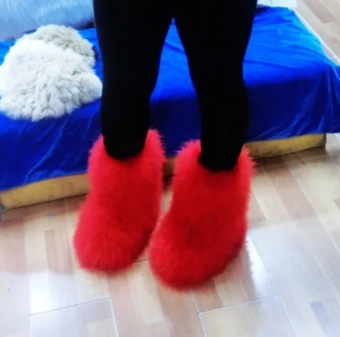 AIYKAZYSDL/женские зимние ботинки из натуральной кожи, с натуральным мехом страуса, на плоской подошве, теплые лыжные ботинки из плюша, Уличная обувь