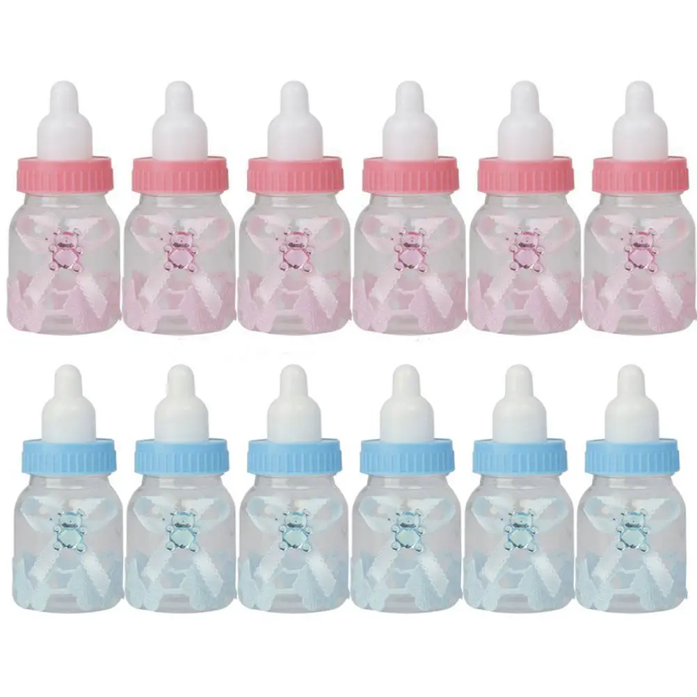 Fillable Bottle Baby Shower Favors Decor Keepsake Plastic Milk Bottle Hot Candy Can Baby Shower 12pcs/set baby shower bottle