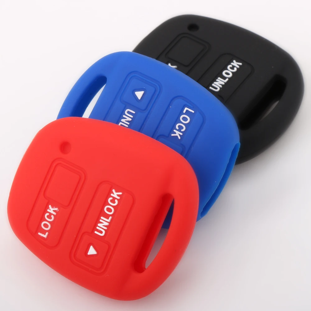 2 Buttons Silicone Car Key Fob Case Cover Skin For TOYOTA CAMRY RAV4 PRADO COROLLA AVENSIS LAND CRUISER YARIS | Автомобили и