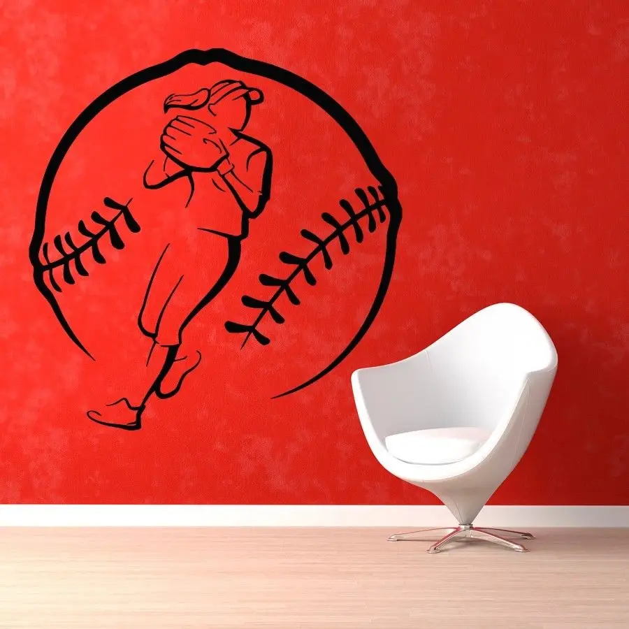 DCTAL Baseball Sticker Name Sports Decal Posters Vinyl Wall Decals Pegatina   Decor Mural Baseball Sticker