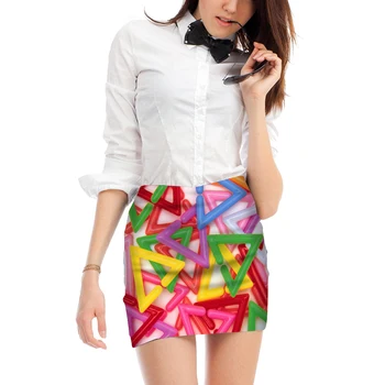 

Noisydesigns foe Sexy Women Triangle Print Female Emale Party Pencil Skirts Office Lady Stretch Summer Breathable Mini Skirts