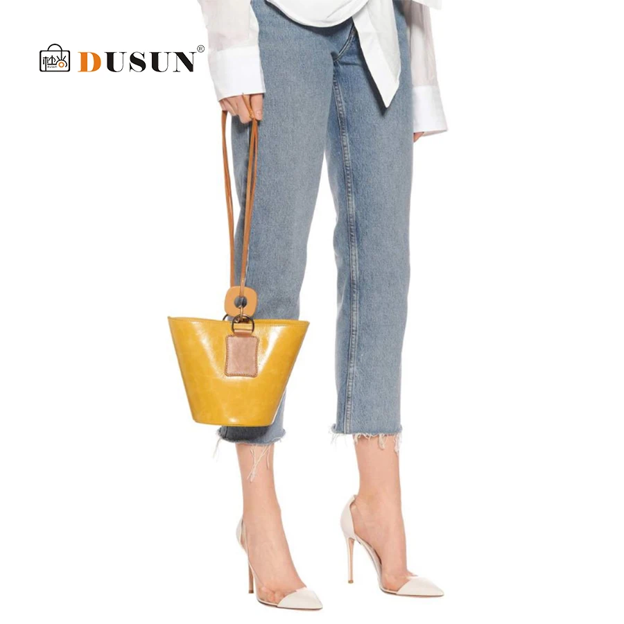 

DUSUN Retro Mini Handbags Women Panelled Bucket bag Vintage Female Bag PU Leather Designer Shoulder Bags Ladies Shopping Bolsa