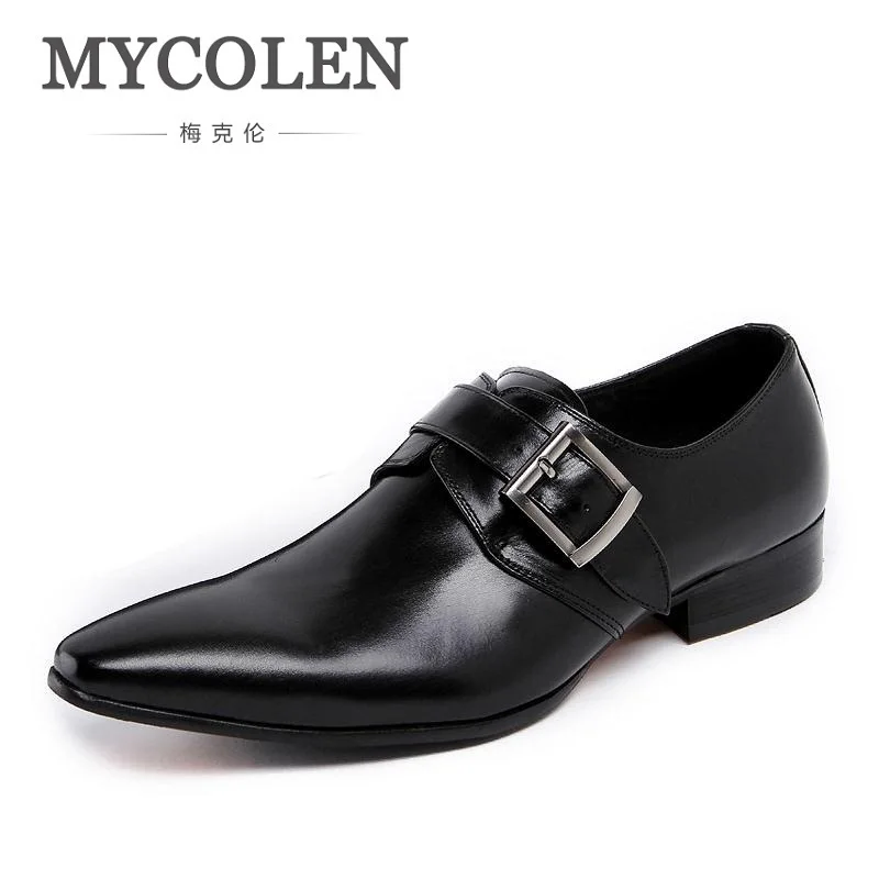 Escritório Sapatos wine Couro Verão Vestido Red Black Genuíno Casamento Preto Apontado Dos Homens Apartamentos Dedo 2018 Mycolen Mens Marca Moda Fivela De RxwqCPU