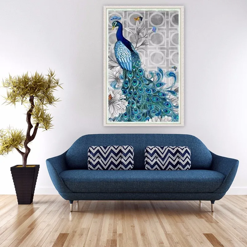 5D алмазная вышивка DIY красивые голубые картины павлина Алмазная мозаика Рукоделие наборы для вышивки крестом домашний декор холст