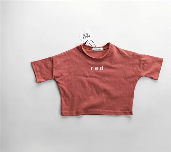 Roupas para Crianças Verão Crianças Topo Nova Manga Curta Camiseta Letras Impresso Algodão Tshirts Meninas Soltas Casual 12 High Quality Mamãe e Bebê