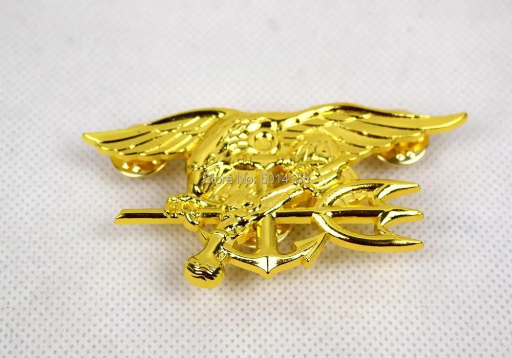 US Namy Seal Trident Uniform Insignia Badge W Pins Black Gold | Спорт и развлечения