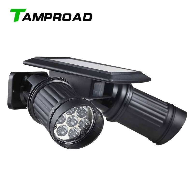 

TAMPROAD Security Rotatable Waterproof 14 LED Solar Powered Light Outdoor Dual Head PIR Motion Sensor Garden Wall Lamp Spotlight