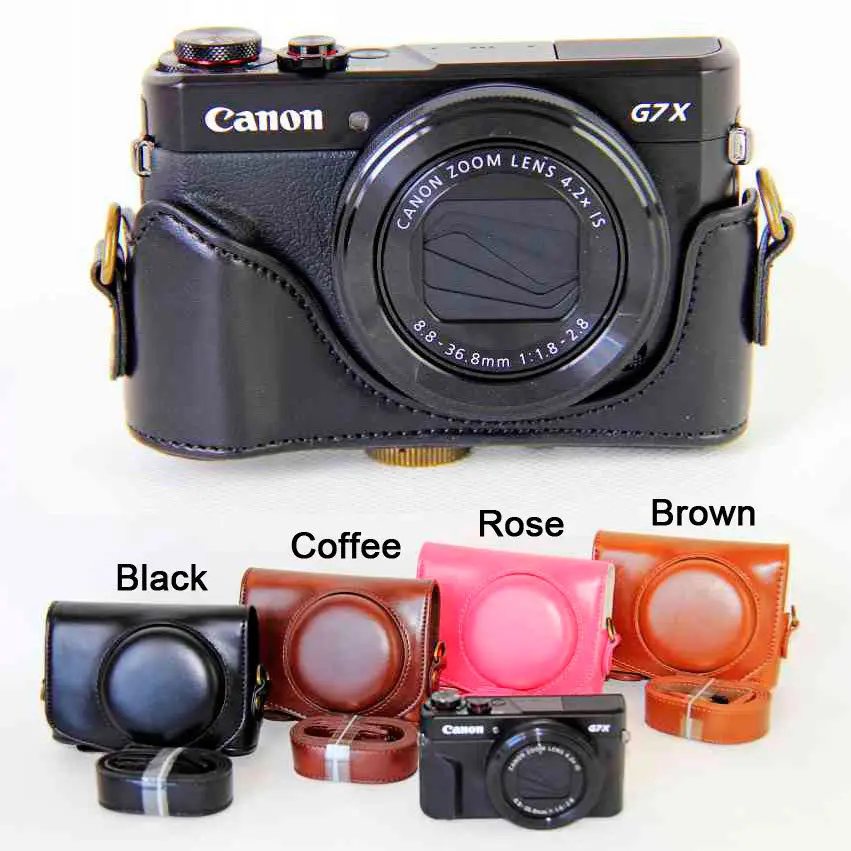 PU leather Camera Bag Case Cover Pouch with strap for canon PowerShot