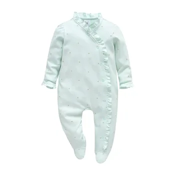 

Baby One-Piece Footie Pajamas with Stars Pattern Baby Green Cotton Sleepwear Outfit 0-12 Months