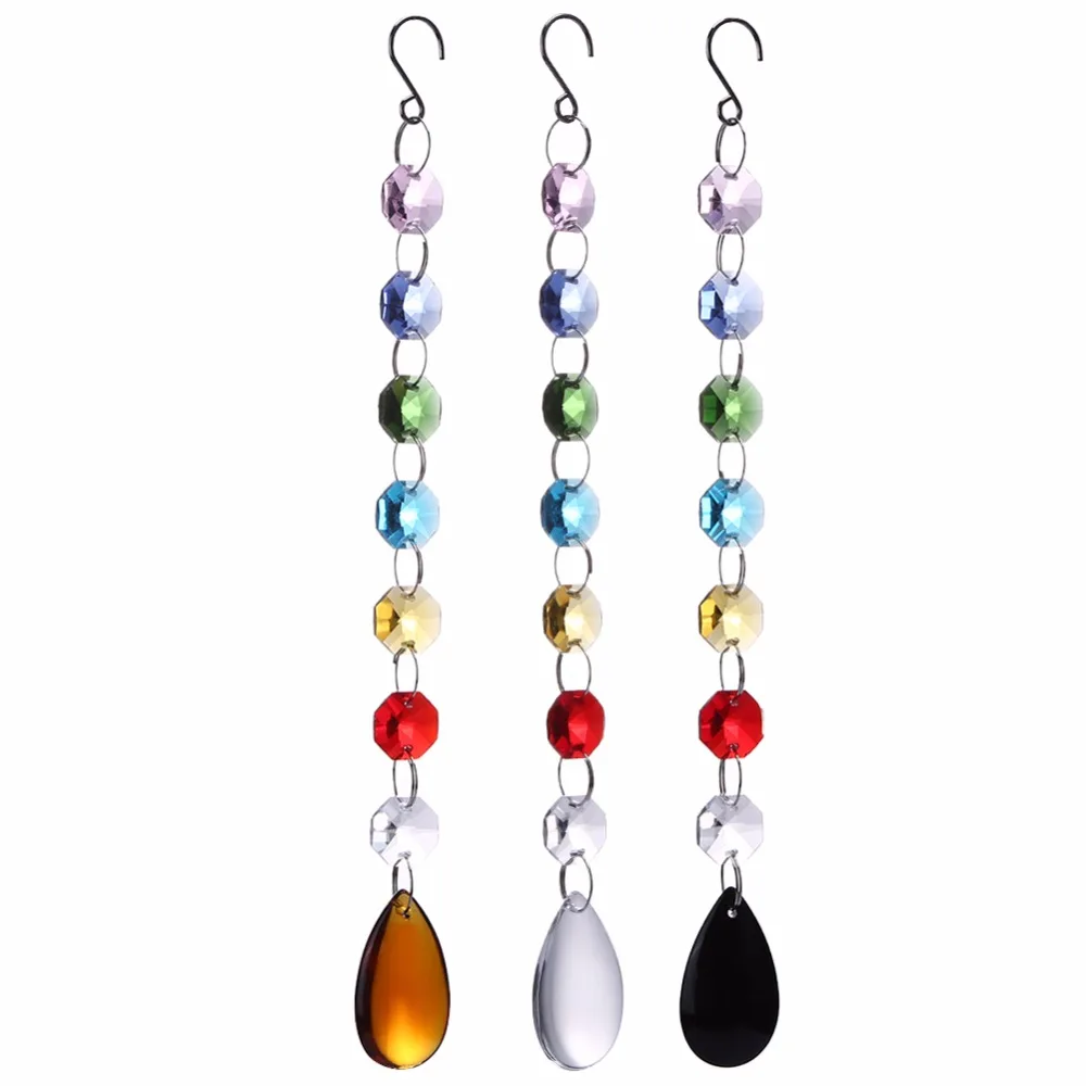 

DIY Hanging Water Drop Colorful Light String Octagonal Beads Crystal Suncatcher Pendant Drop Home Garden Decorative Ornament