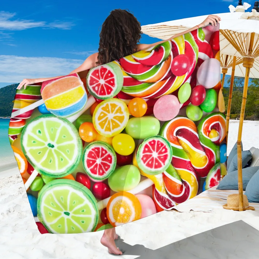 

100D Chiffon Large Beach Towels for Adults Sweet Candy Wave Board Sugar Chiffon Beach Sarongs Beachwear Bikini Cover-ups 140*190