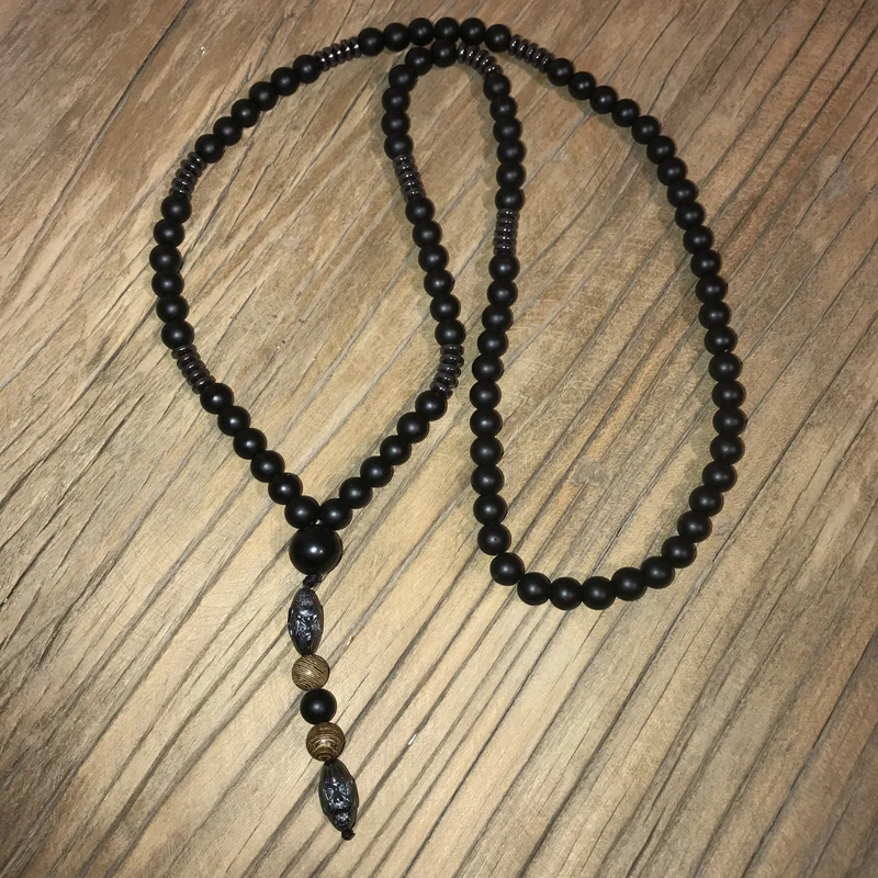 Collar de piedra Natural para hombre, nuevo diseño, cuentas negras, collares largos, colgantes triangulares para tallar flechas, joyería hombre 2019 _ - AliExpress Mobile