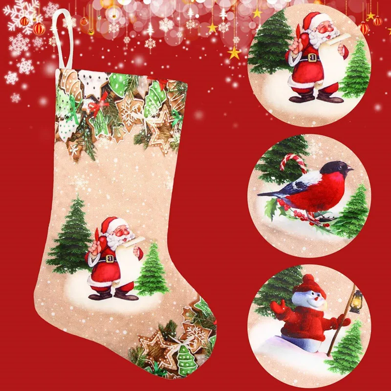 Рождественские чулки с 3D печатным рисунком праздничная подарочная упаковка Рождественская игрушка украшения сезонный Рождественский подарок-украшение