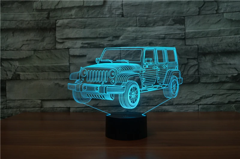 3D лампа для wrangler, моделирующий Ночной светильник, красочная атмосферная лампа для кровати, светящаяся лампа, подарок для автомобиля, любимого ребенка, украшение для дома