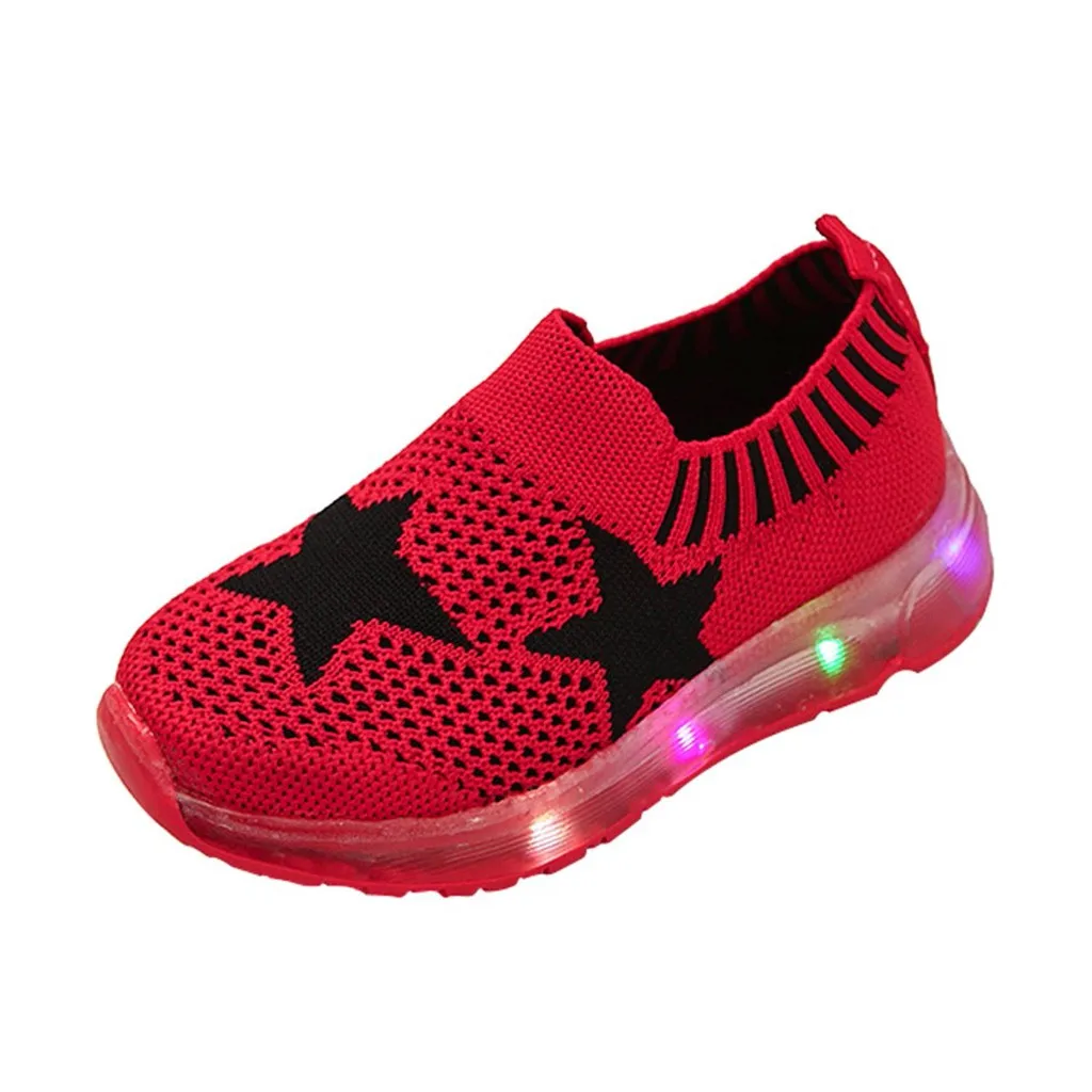 Детская обувь со светодиодной подсветкой для маленьких девочек и мальчиков; Светящиеся спортивные кроссовки со звездами; Повседневная обувь; Светящиеся люминесцентные кроссовки