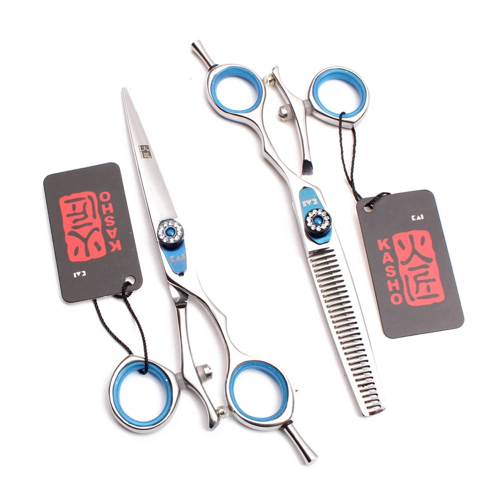 

5.5" 16cm 440C Shiny Swivel Handle Kasho Hairdressing Scissors Cutting Shears Thinning Scissors Professional Hair Scissors H9019