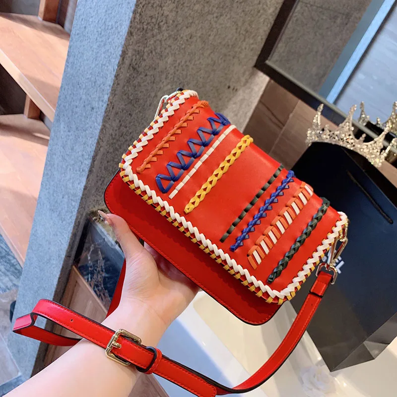 Famous design luxury brand LOGO Genuine Leather Women woven Shoulder Bag Mini Flap Handbag Hand Bag Ladies Bag with box