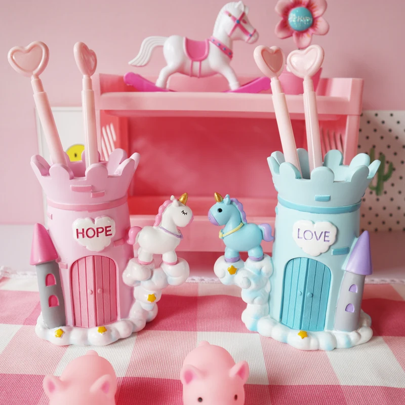 Portapenne Unicorno In Metallo - Viol&agrave;, Per Scrivania, Bambini, Ufficio, 7.5x9.5cm