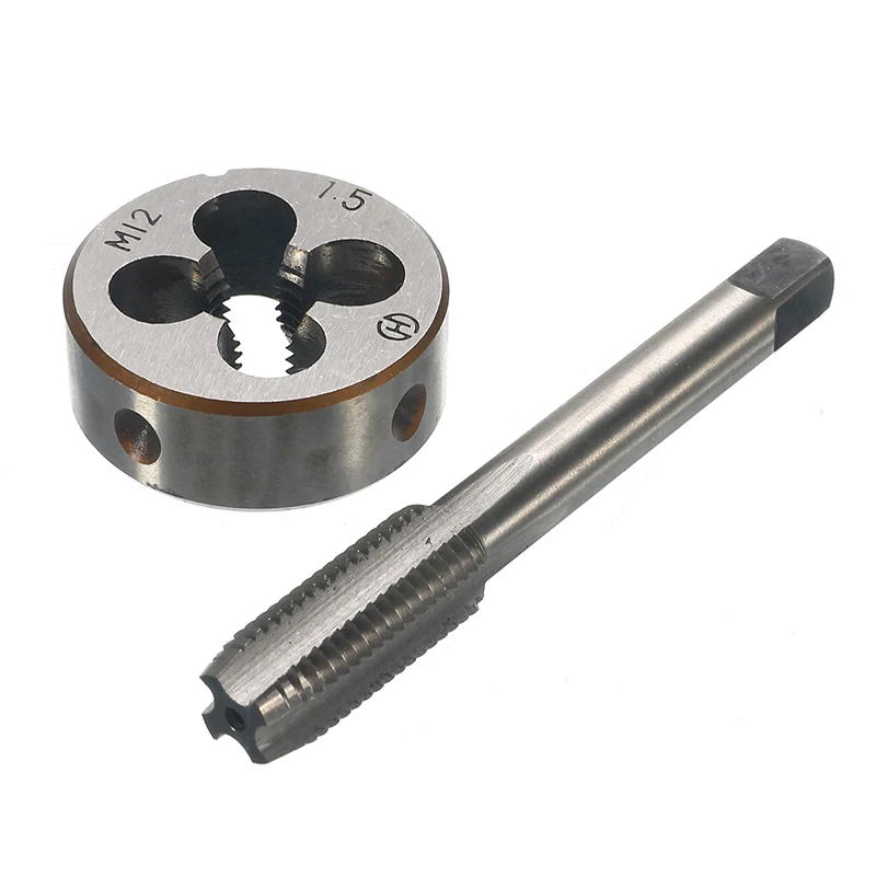 

2PCS/Pair M12x1.5Pitch Alloy Steel Straight Flute Machine Taps Right Hand Pipe Tap And Die For Steel Metal Threading Working
