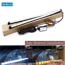 Tak Wai Lee 2X 4 Changes External Flexible LED Daytime Running Strip Light Crystal Eyes Flow Turn Signal Car Day Lamp Styling