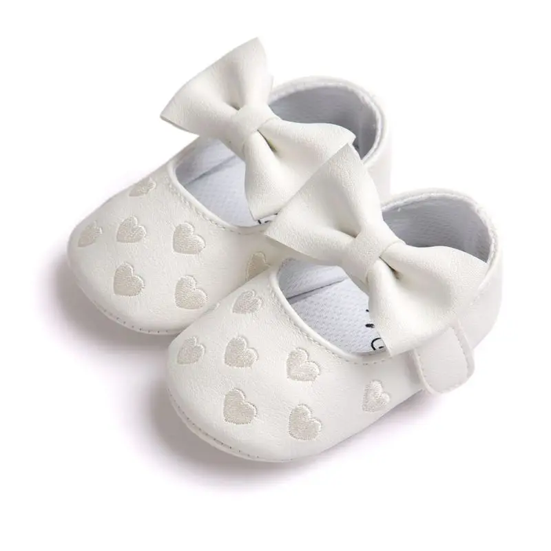Детская обувь из искусственной кожи; мягкая обувь для новорожденных девочек; обувь с бантиком и бахромой на мягкой нескользящей подошве; обувь для малышей 0-18 месяцев - Цвет: white