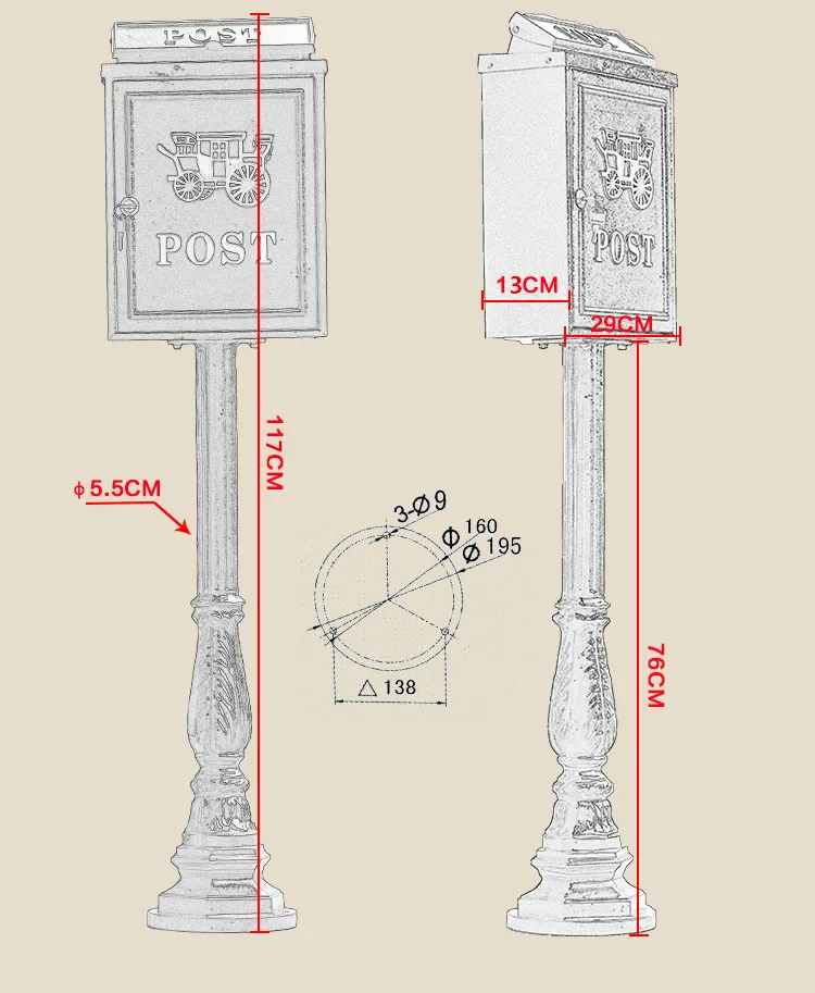 Вертикальный почтовый ящик, почтовый ящик, алюминиевый сплав, вертикальный металлический почтовый ящик, почтовый ящик, деревенский стиль, алюминиевый сад, для улицы