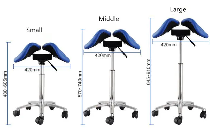 Comfortable Adjustable Saddle Stool Seat Furniture Ergonomic Medical Office Saddle Chair Rolling Swivel Chair for Home or Dental