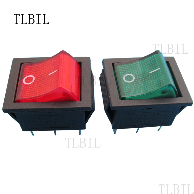 

2Pcs DPDT Red Green Indicator Light On-On Latching 6 Pins 2 Circuits Rocker Switch