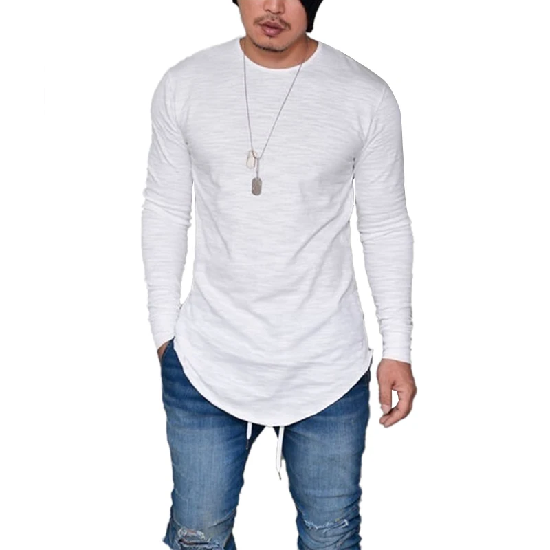 

SHUJIN T Shirt Men Autumn Casual Solid Round Neck Hip Hop Tshirt Fashion Long Sleeve Streetwear Male T-shirt Plus Size 5XL