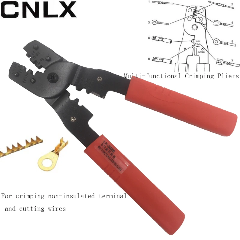 CNLX LX-202B многофункциональные обжимные плоскогубцы для обжима неизолированных терминалов и проводов ручной инструмент сетевые плоскогубцы