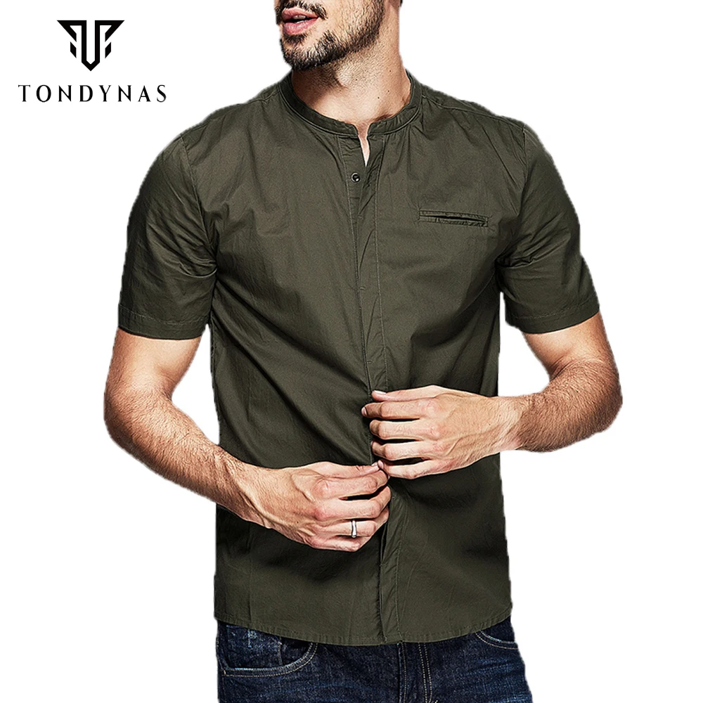 Man army green casual shrits,male cotton short sleeve shirts 80125in