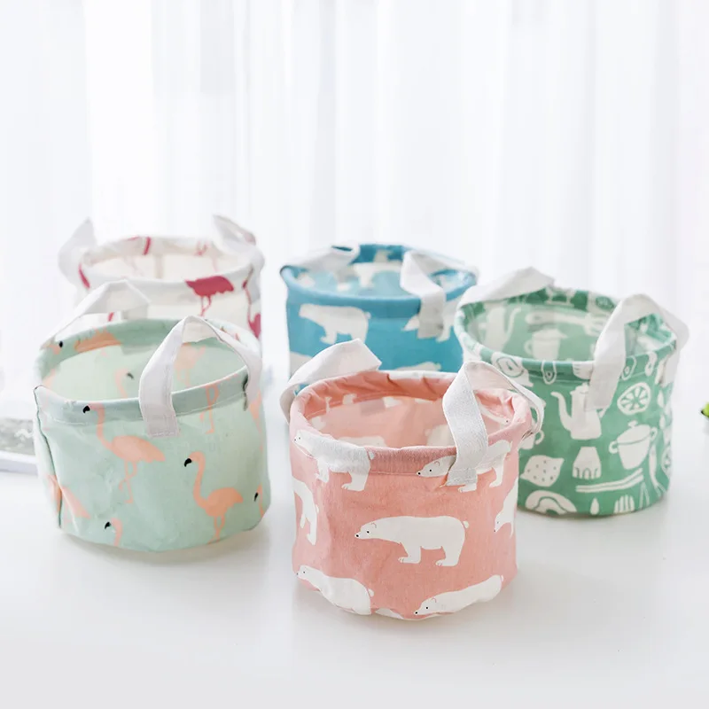 

Home Linen Storage Box For Desktop Study Room Sundries Organizer Basket Home Folding Storage Pouch With Handle For Toys Medicine
