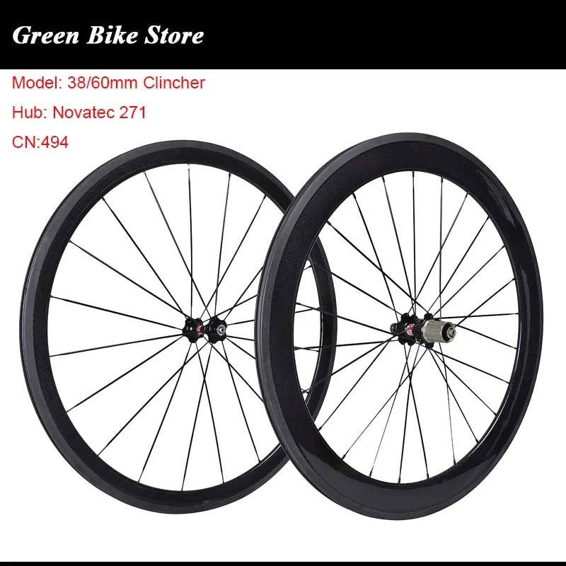 Factory Sales Carbon Fiber Road Bike Wheels 700C Clincher Wheelset Front 38mm Rear 60mm Tubular