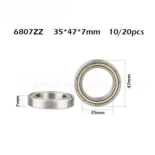 

10pcs or 20pcs 6807 6807ZZ 6807z 6807-2Z 6807Z 6807z ZZ RS RZ 2RZ Deep Groove Ball Bearings 35 x 47 x 7mm High Quality