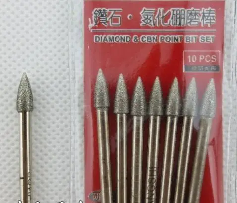 

24pcs/lot 3*4MM bullet-shaped Mounted Point Diamond Grinding Head Needle Diamond & CBN Point Bit Wood Cutter Milling Tool Knife