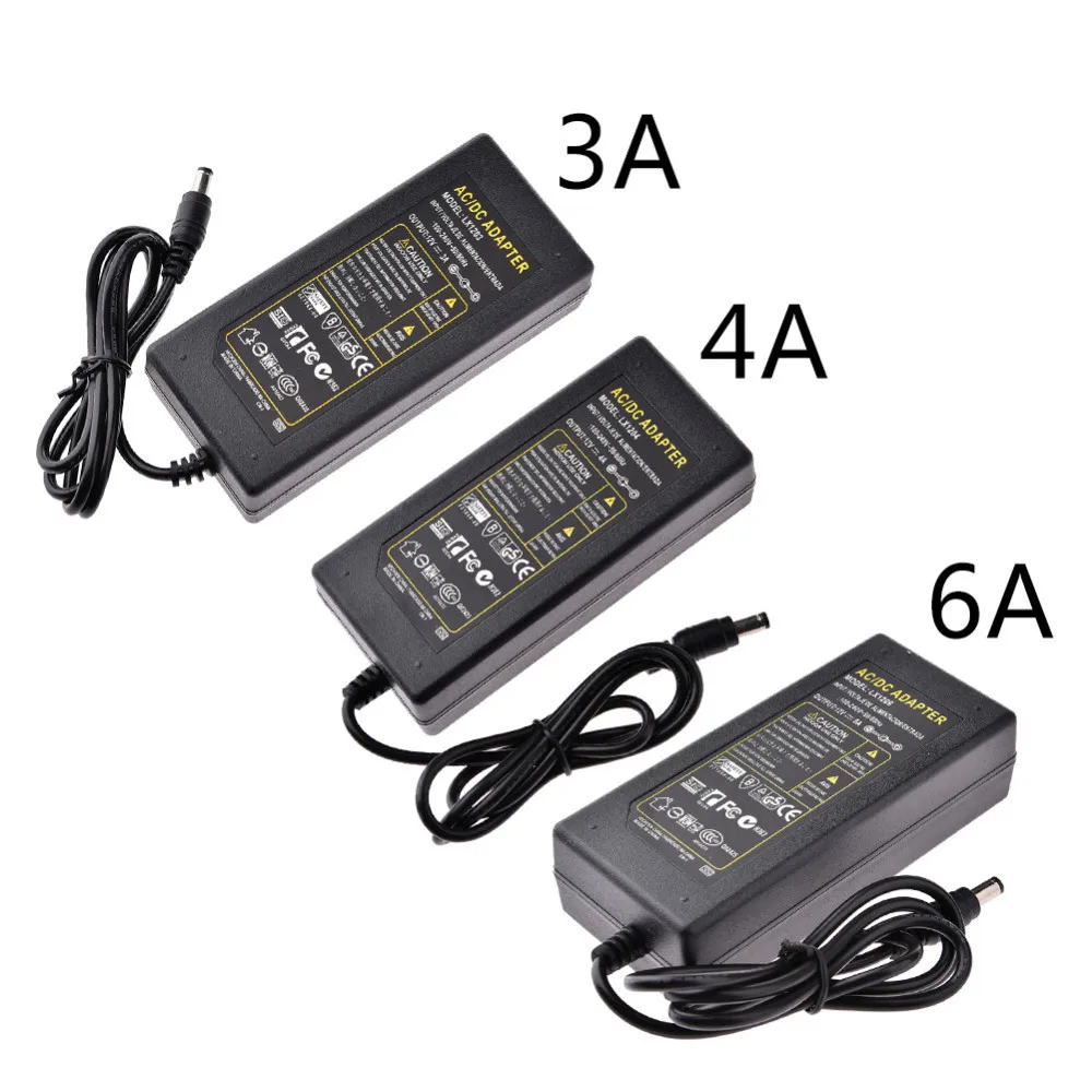 Interruptor de Led Carregador de Iluminação Adaptador de Fonte de Alimentação para Luz de Tira ac para dc 60w Led 3528 5050 100v-240v 12v 3a 4a 6a 3 12v 3a 4a 6a 60w carregador de
