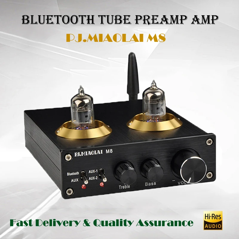 

PJ.MIAOLAI M8 Preamplifier Tube Amplifier Audio Home Pre amplifier Subwoofer Amplifier Bluetooth Preamp Csra64215 Tube Preamp