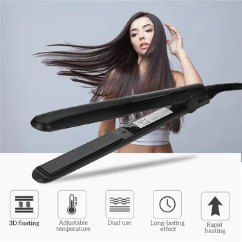 

3D Floating Electric Flat Iron Heat with MCH Heater LED Display 2 in 1 Tourmaline Ceramic Coating Hair Straightener Lady Hair