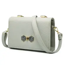 Chic Bowknot 2016 New Preppy Style Simple Shoulder Bag Litchi Stria Leather Designer Chain Bag Women