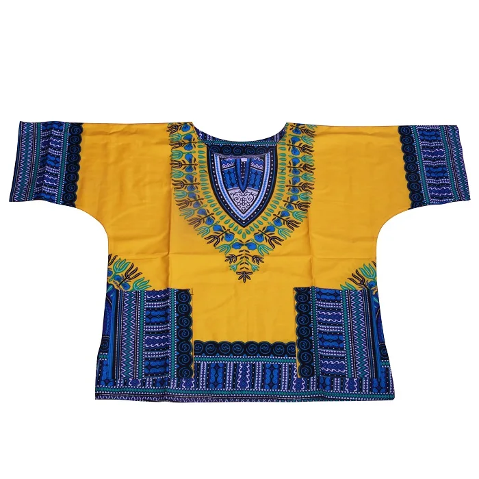 ; коллекция года; детская новая модная дизайнерская традиционная одежда в африканском стиле; футболка в африканском стиле с принтом для мальчиков и девочек - Цвет: Syellow blue