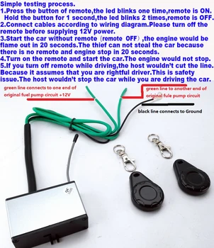 

2017 new wireless fuel pumb circuit relay lock engine lock immobilizer hands free long distance remote control car alarm